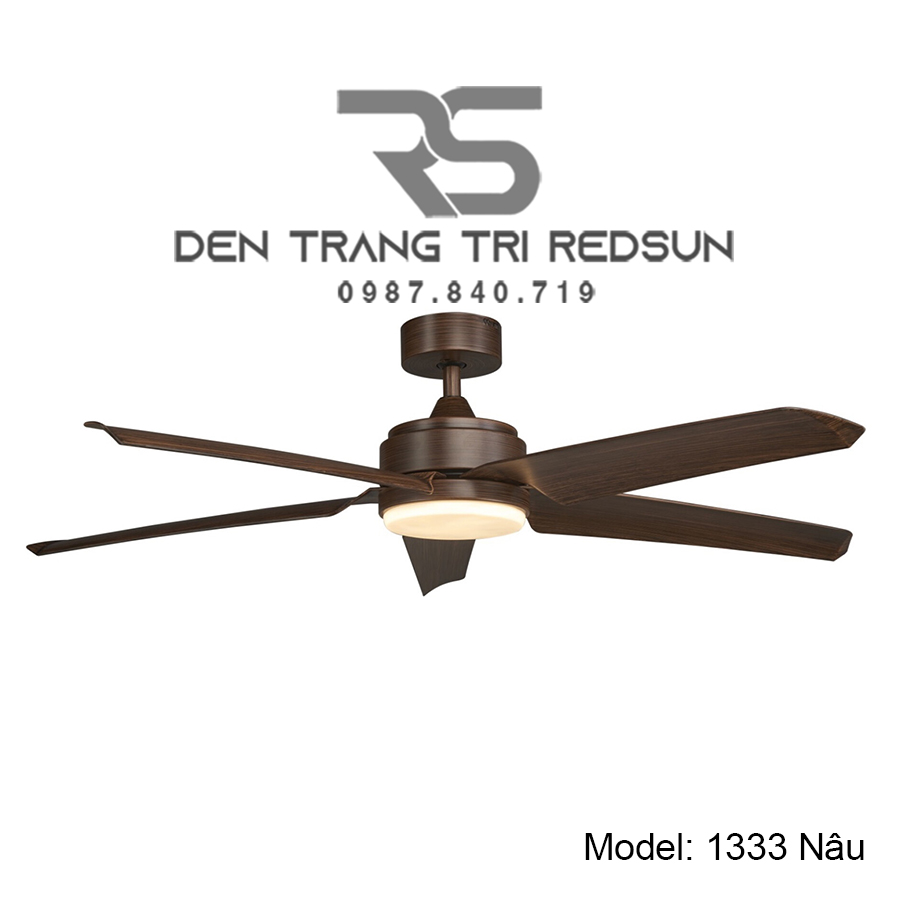 Quạt Trần Đèn Trang Trí Phòng Khách, Phòng Ngủ - 1333 Nâu