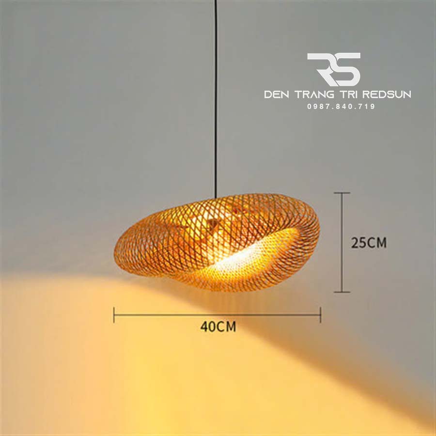 Đèn Thả Trần Hiện Đại Trang Trí Bàn Ăn, Bàn Đảo, Quán Cà Phê Chất Liệu Mây Tre Hình Lá Sen CDT-T067