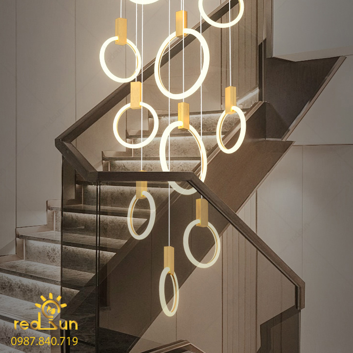 Đèn Thả Trần Hiện Đại Lắp Thông Tầng Cầu Thang, Phòng Khách, Bàn Ăn Chất Liệu Acrylic HTK026