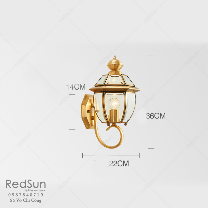 Đèn Tường Chùa Đồng Lắp Ngoài Trời DT-C7002
