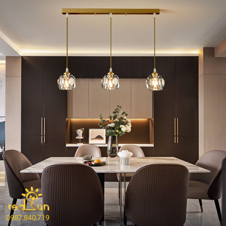 Đèn Thả Trần Hiện Đại Lắp Thông Tầng Cầu Thang, Phòng Khách, Bàn Ăn Chất Liệu Pha Lê HTK032