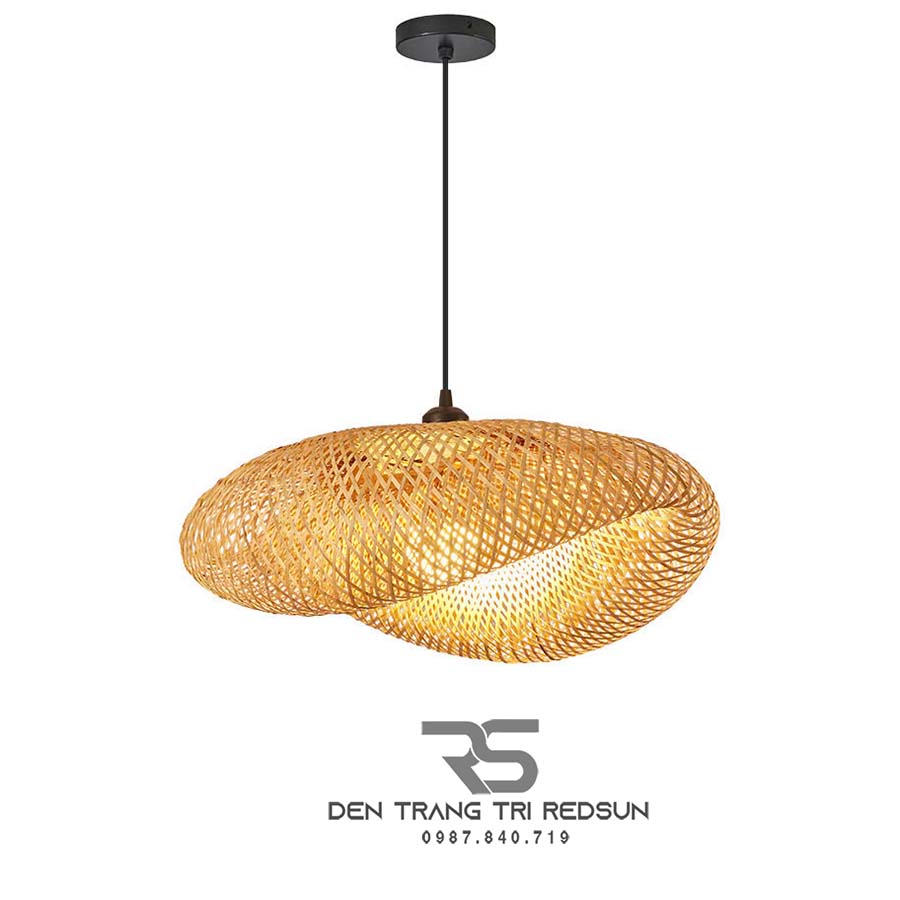 Đèn Thả Trần Hiện Đại Trang Trí Bàn Ăn, Bàn Đảo, Quán Cà Phê Chất Liệu Mây Tre Hình Lá Sen CDT-T067