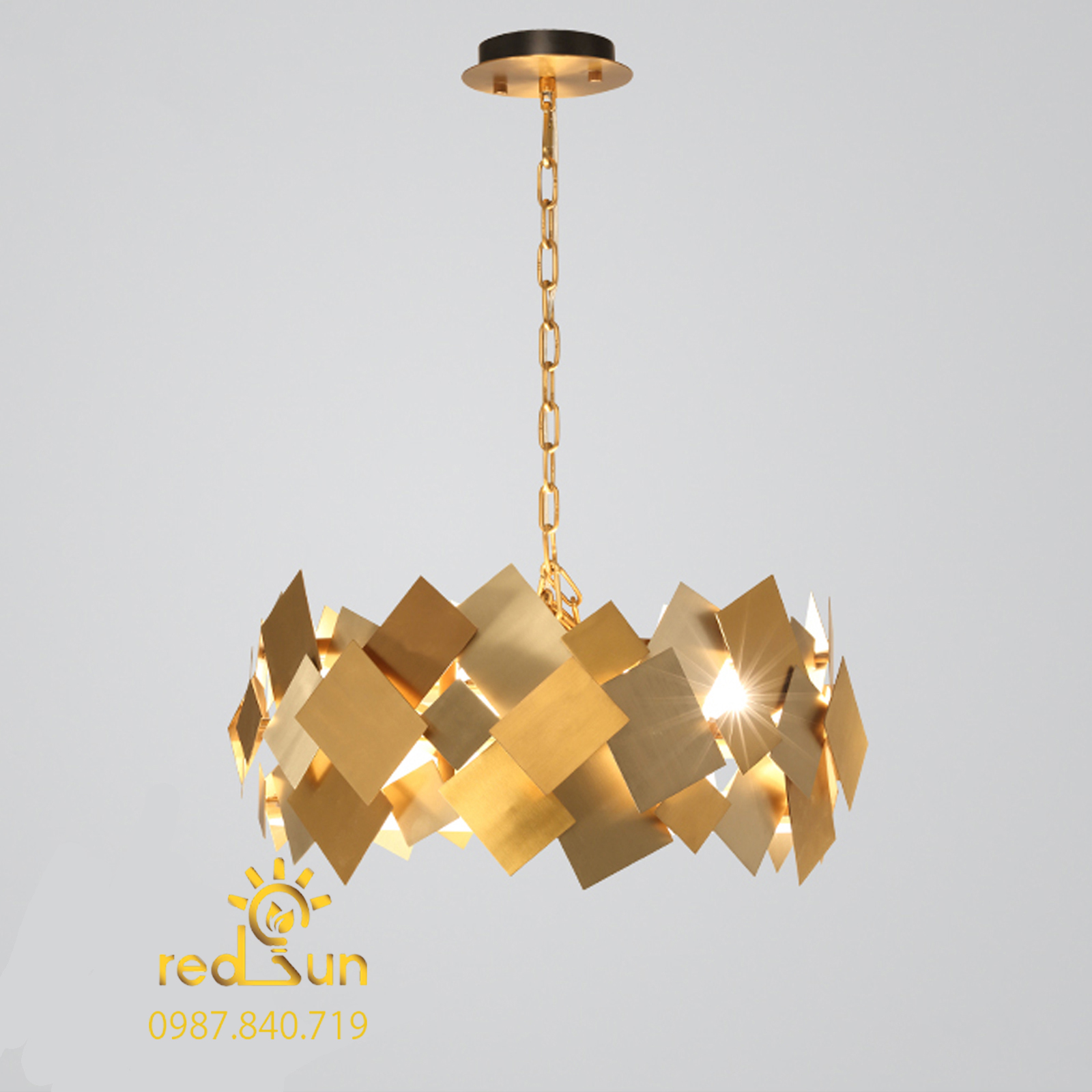 DC025 - Đèn chùm Nordic Vòng ghép miếng đồng