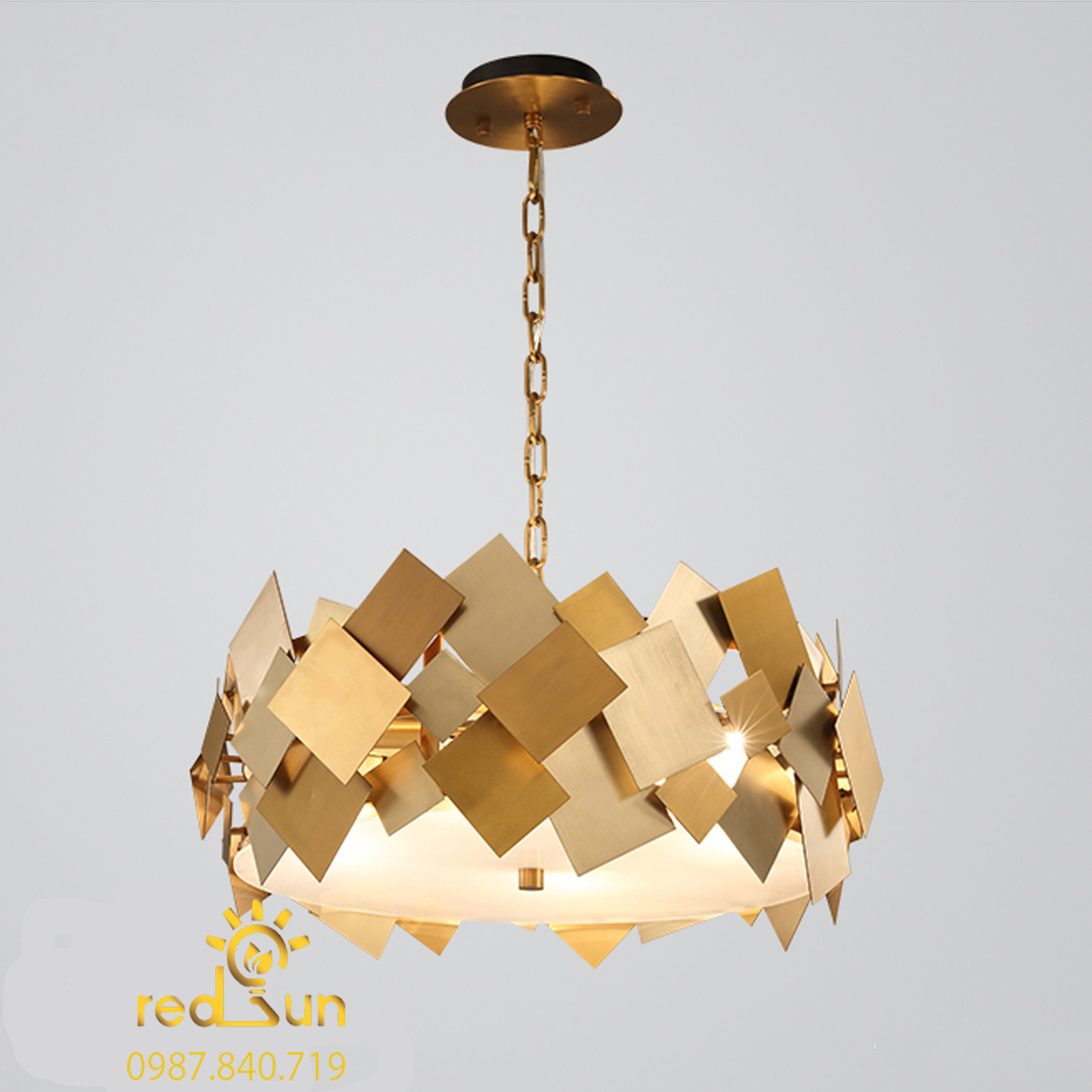 DC025 - Đèn chùm Nordic Vòng ghép miếng đồng