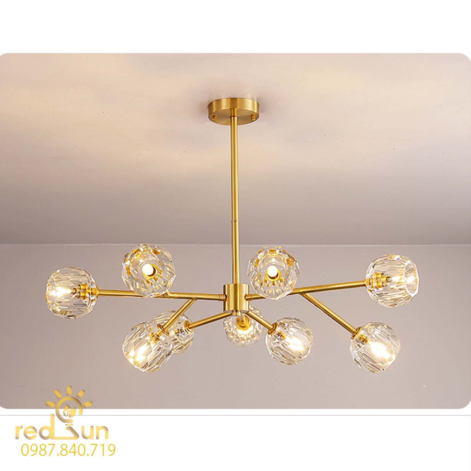 DC026 - Đèn chùm Nordic tay nhánh chóa thủy tinh