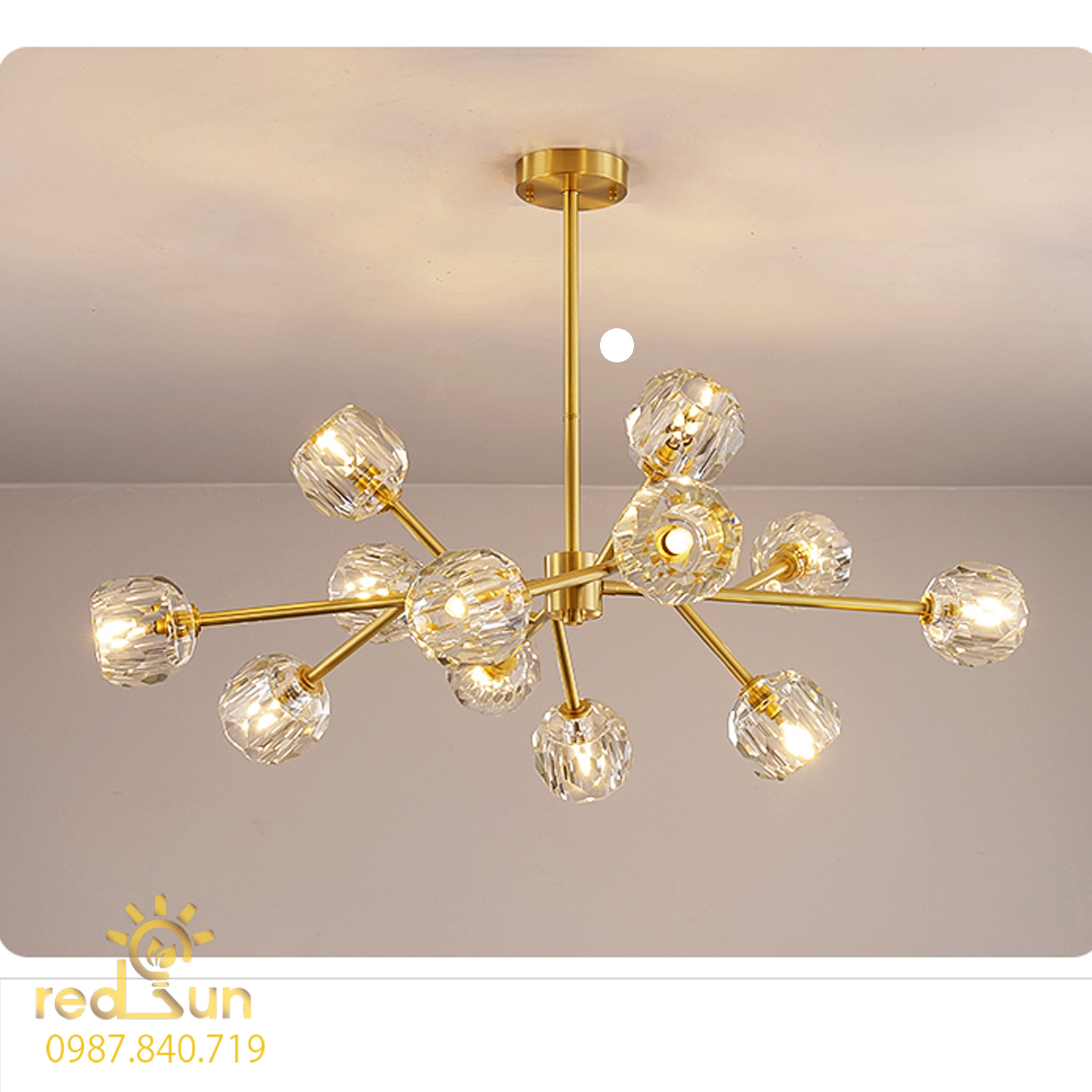 DC026 - Đèn chùm Nordic tay nhánh chóa thủy tinh