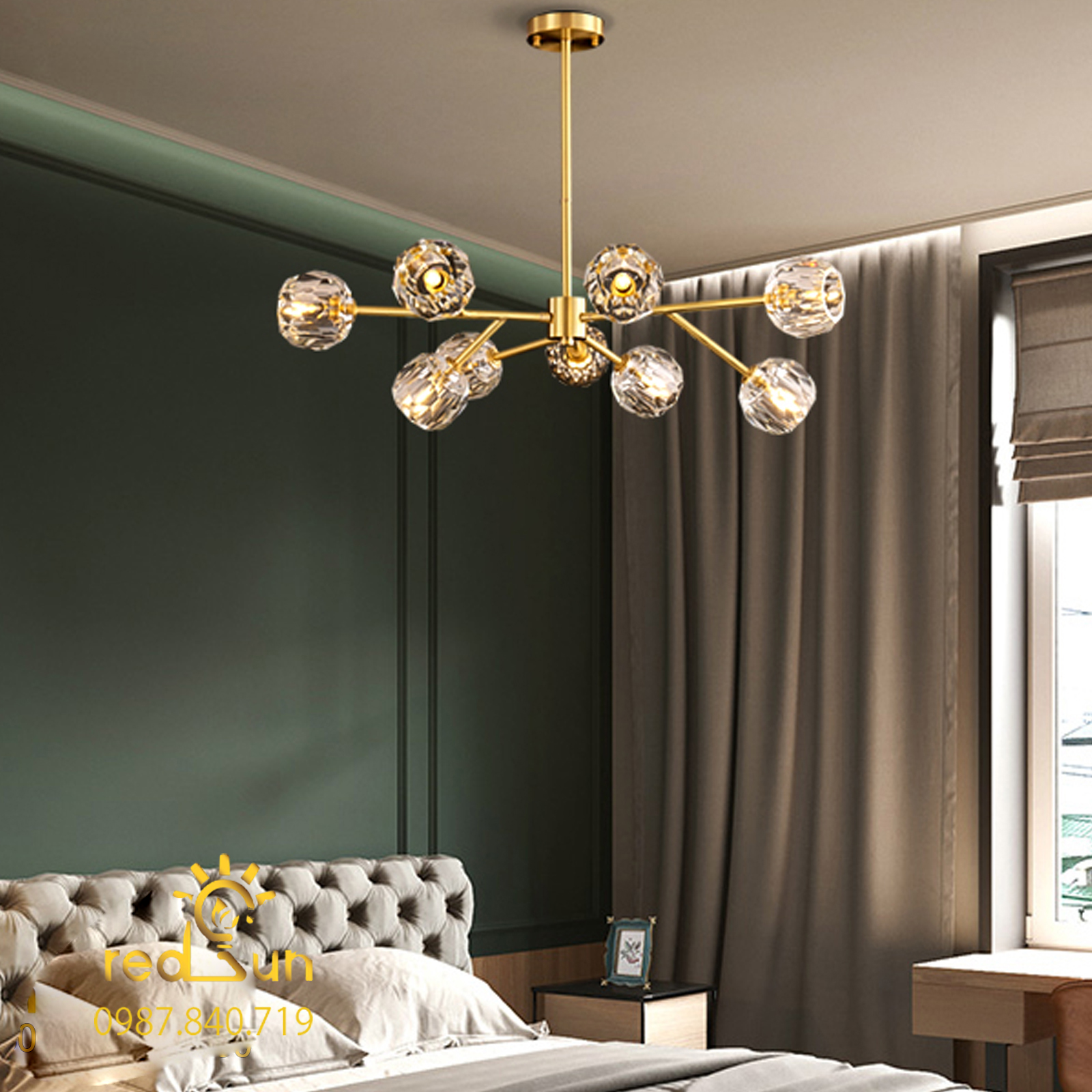 DC026 - Đèn chùm Nordic tay nhánh chóa thủy tinh