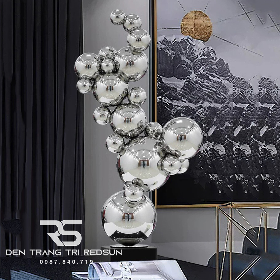 Đồ Trang Trí Nghệ Thuật Phòng Khách, Hành Lang, Sảnh Chờ Điêu Khắc Trừu Tượng Chất Liệu Inox DDC-017