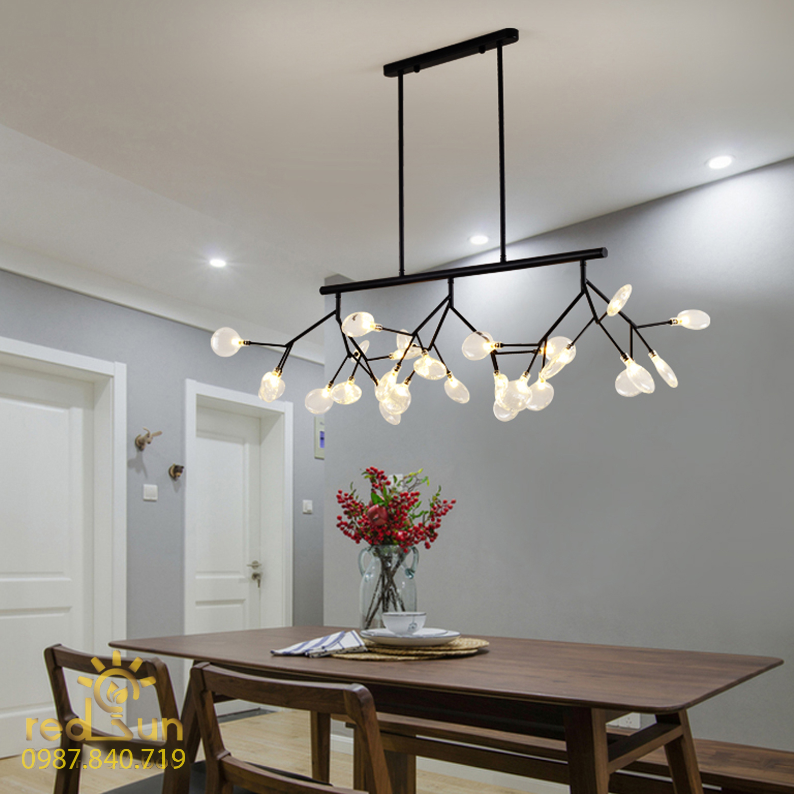 Chùm Hera thả ngang 27 lá DC-L014 (đen + khói)