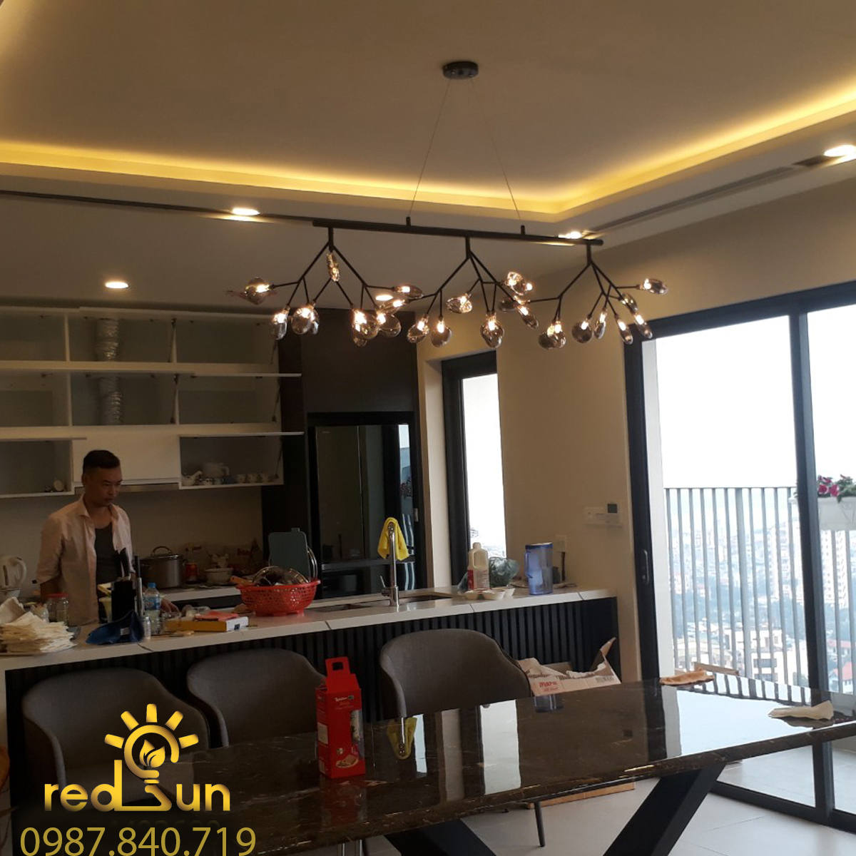 Chùm Hera thả ngang 27 lá DC-L014 (đen + khói)