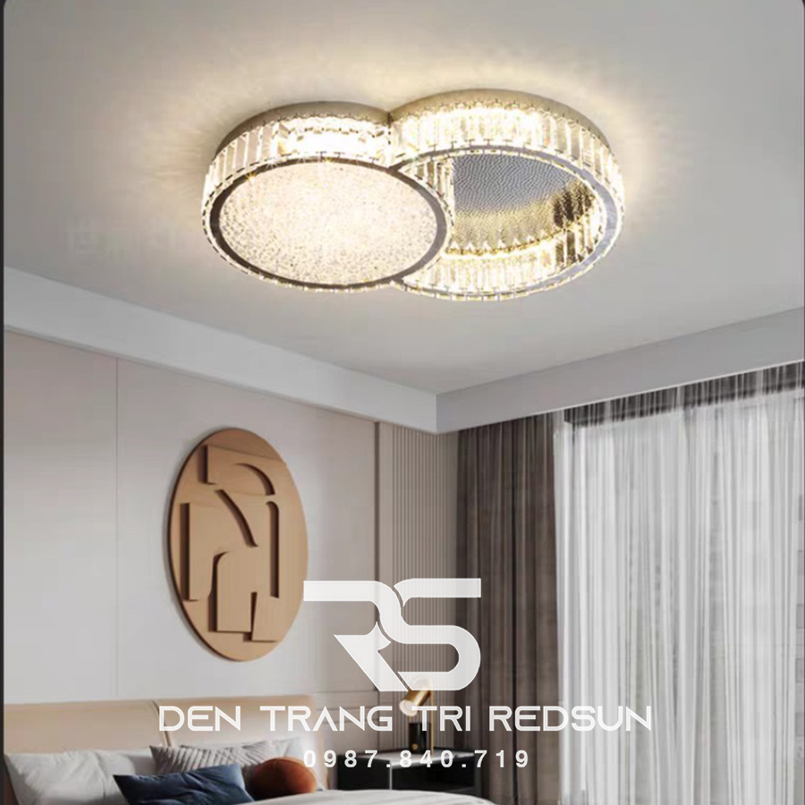 Đèn Mâm Pha Lê Ốp Trần Phòng Khách Hiện Đại M9238