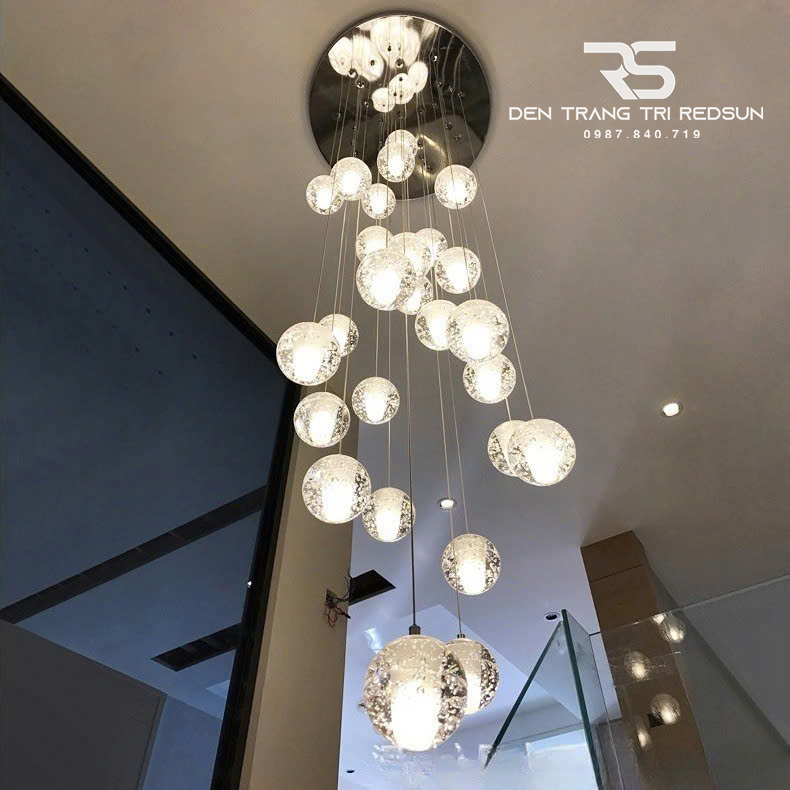 Đèn Thả Trần Hiện Đại Bocci Lắp Thông Tầng  Cầu Thang, Phòng Khách, Bàn Ăn Chất Liệu Pha Lê HTK009