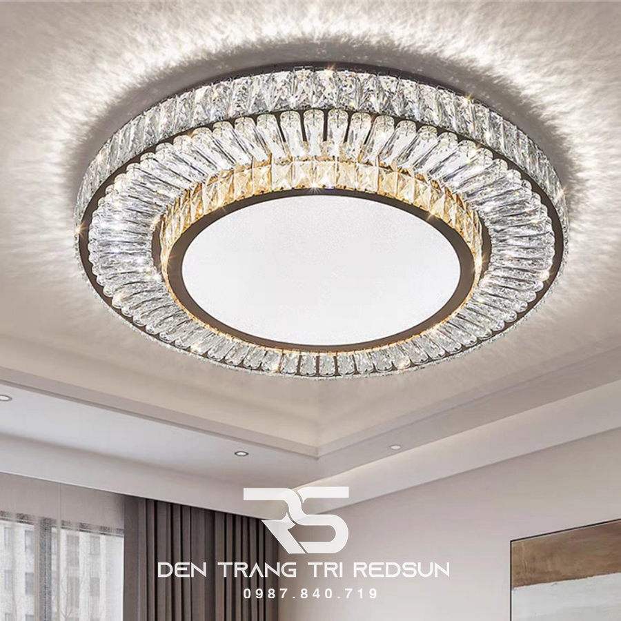 Đèn Mâm Mica Pha Lê Ốp Trần Phòng Khách Hiện Đại MKPL-094