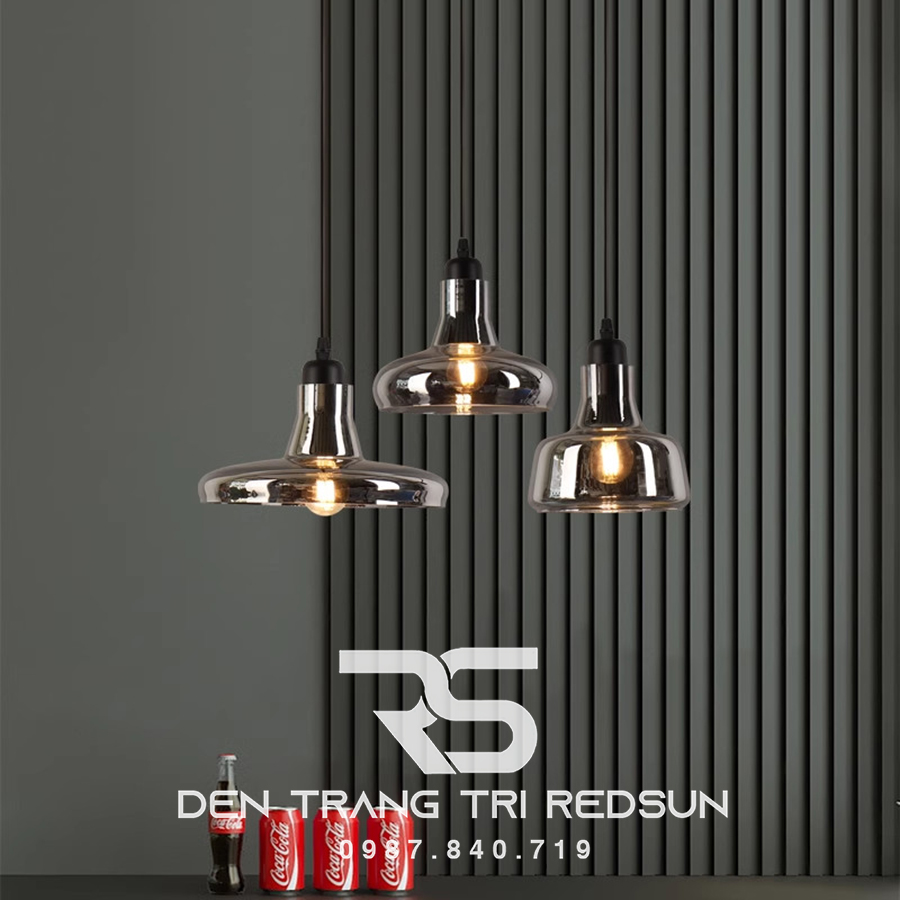 Đèn Thả Bàn Ăn Hiện Đại Bắc Âu Choá Thuỷ Tinh Đen Khói CDT-L017