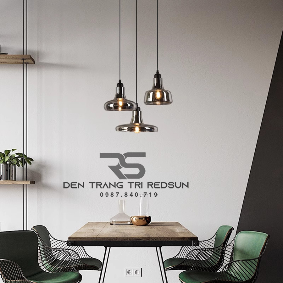 Đèn Thả Bàn Ăn Hiện Đại Bắc Âu Choá Thuỷ Tinh Đen Khói CDT-L017