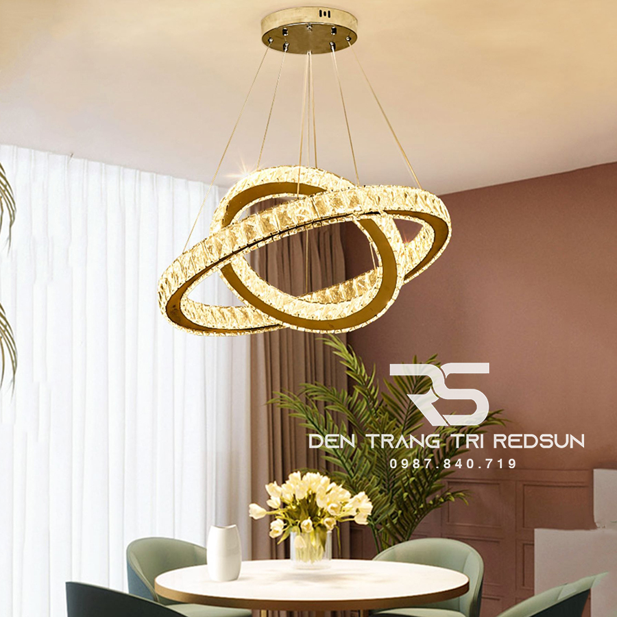 Đèn Chùm Pha Lê Hiện Đại Cao Cấp Lắp Thông Tầng Phòng Khách, Cầu Thang, Sảnh Khách Sạn TPLTD Bản 5cm