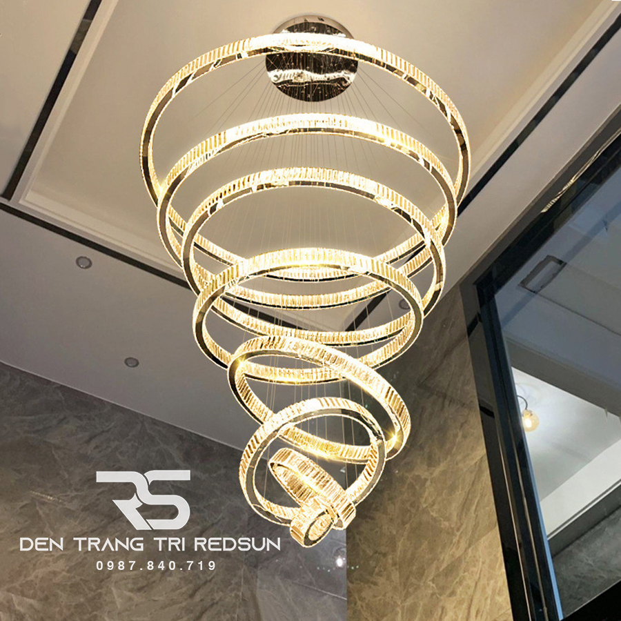 Đèn Chùm Pha Lê Hiện Đại Lắp Thông Tầng Sảnh Khách Sạn, Phòng Khách, Cầu Thang TPLTM