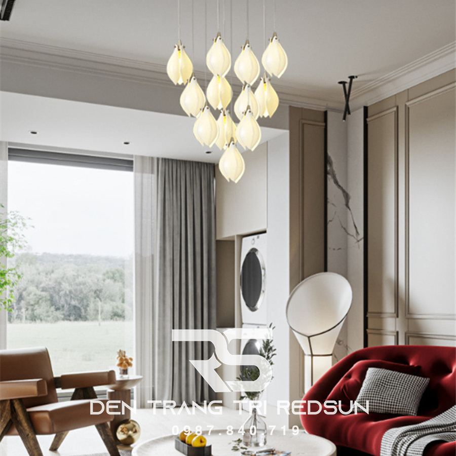 Đèn Thả Phong Cách Hiện Đại Hoa Mộc Lan Lắp Phòng Khách, Sảnh Chờ, Cầu Thang Thông Tầng HTK052