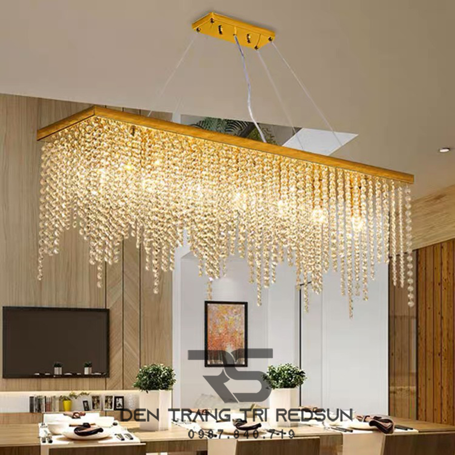 Đèn Mâm Pha Lê Ốp Trần Phòng Khách Hiện Đại MV9195