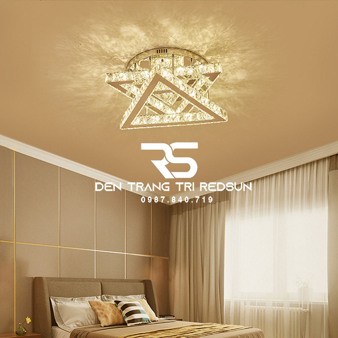 Đèn Mâm Pha Lê Ốp Trần Phòng Khách Hiện Đại M9217