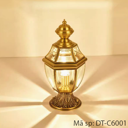 Đèn Trụ Cổng Chất Liệu Đồng Lắp Ngoài Trời DT-C6001