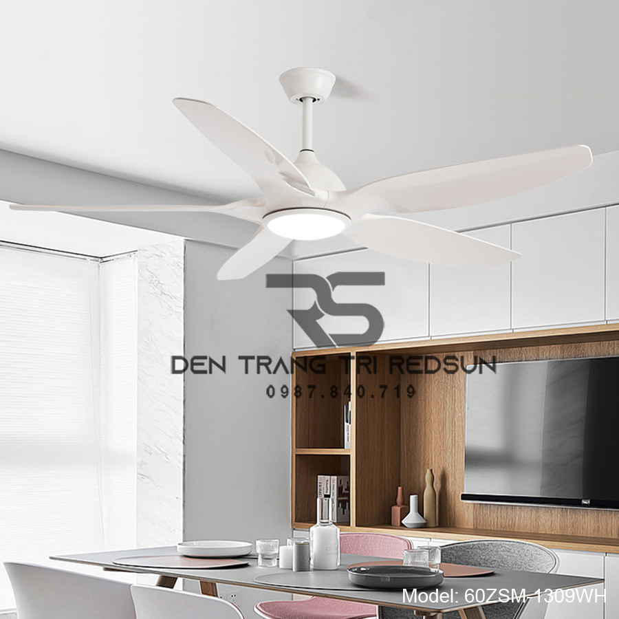 Quạt Trần Đèn Trang Trí Phòng Khách, Phòng Ngủ - 60ZSM-1309WH
