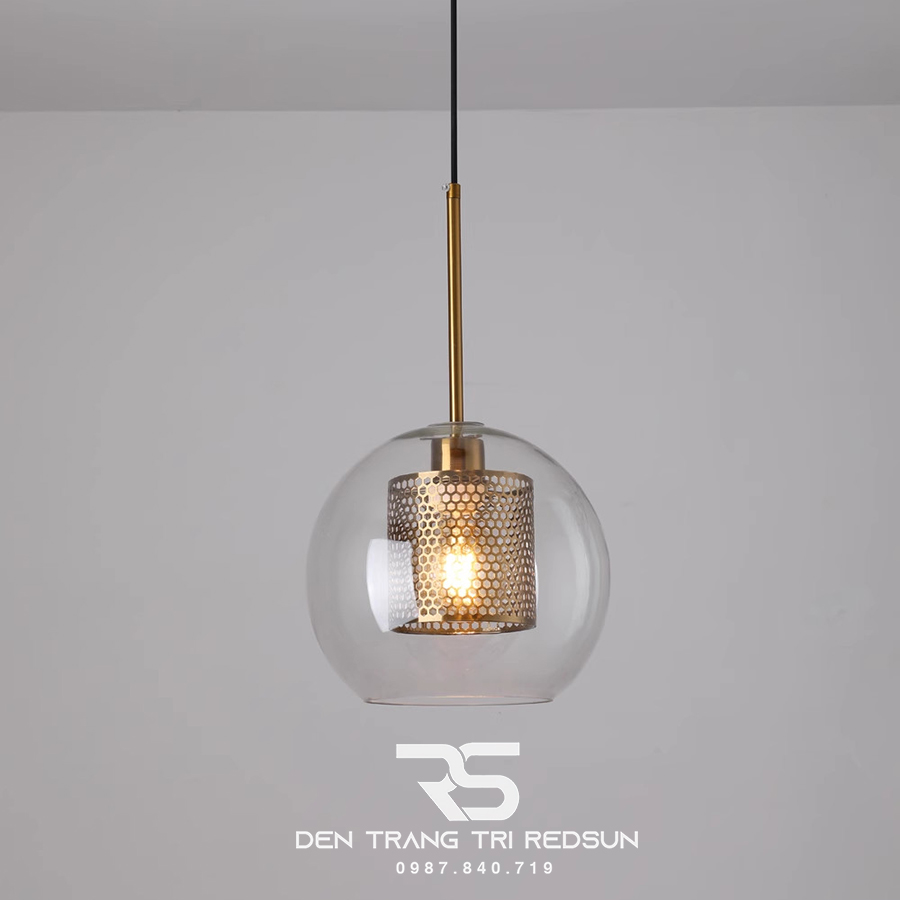 Đèn Thả Trần Hiện Đại Choá Thuỷ Tinh Lõi Hợp Kim Dáng Tròn Phong Cách Bắc Âu CDT-T010