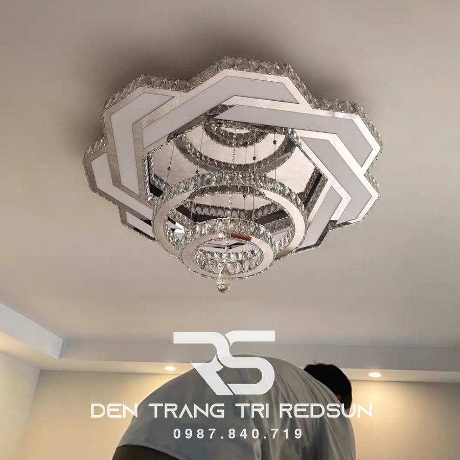 Đèn Mâm Mica Pha Lê Ốp Trần Phòng Khách Hiện Đại MKPL-01