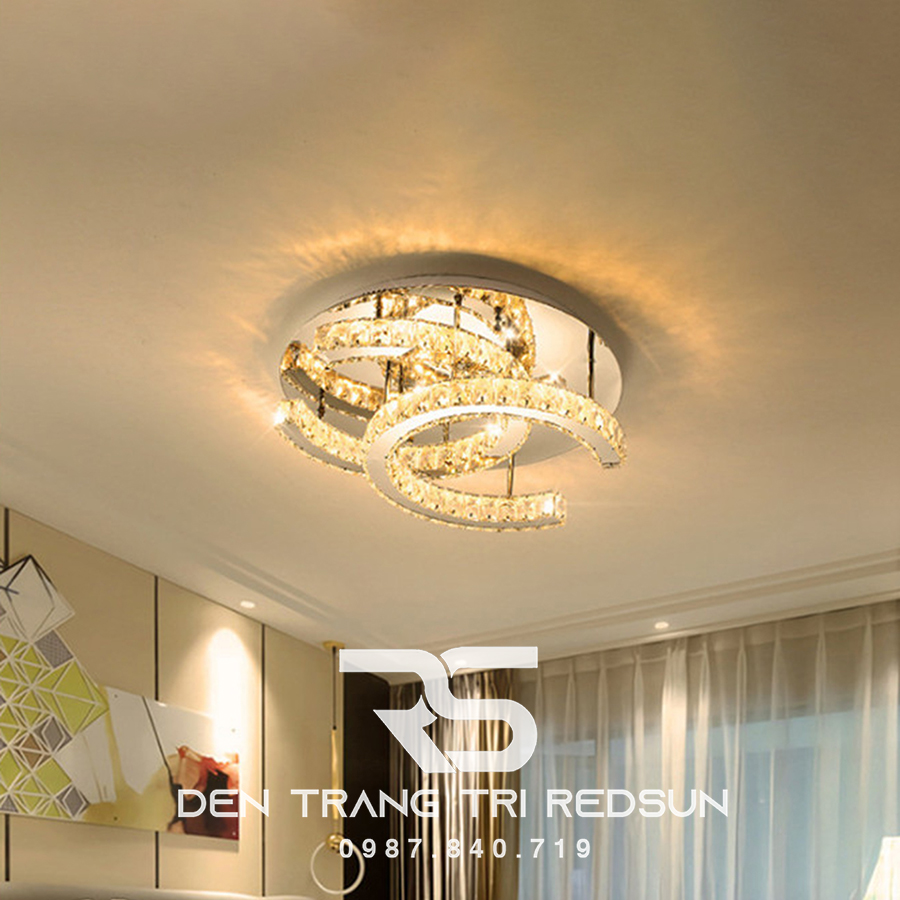 Đèn Mâm Pha Lê Ốp Trần Phòng Khách Hiện Đại M9218