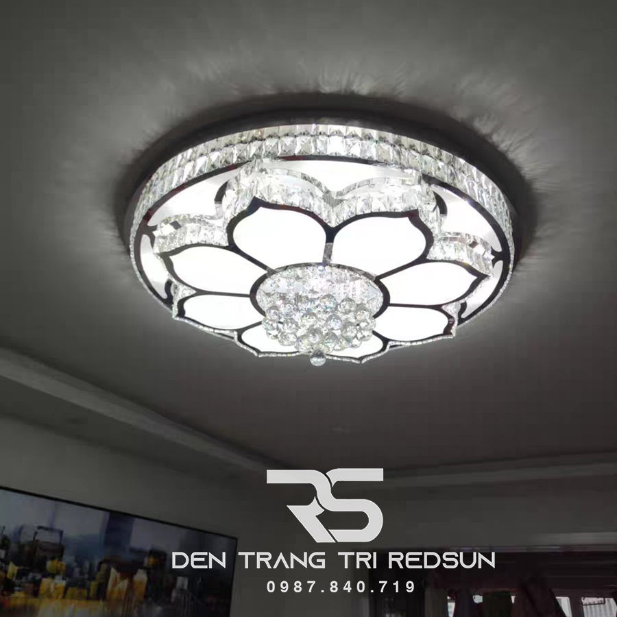 Đèn Mâm Mica Pha Lê Ốp Trần Phòng Khách Hiện Đại MKPL-05