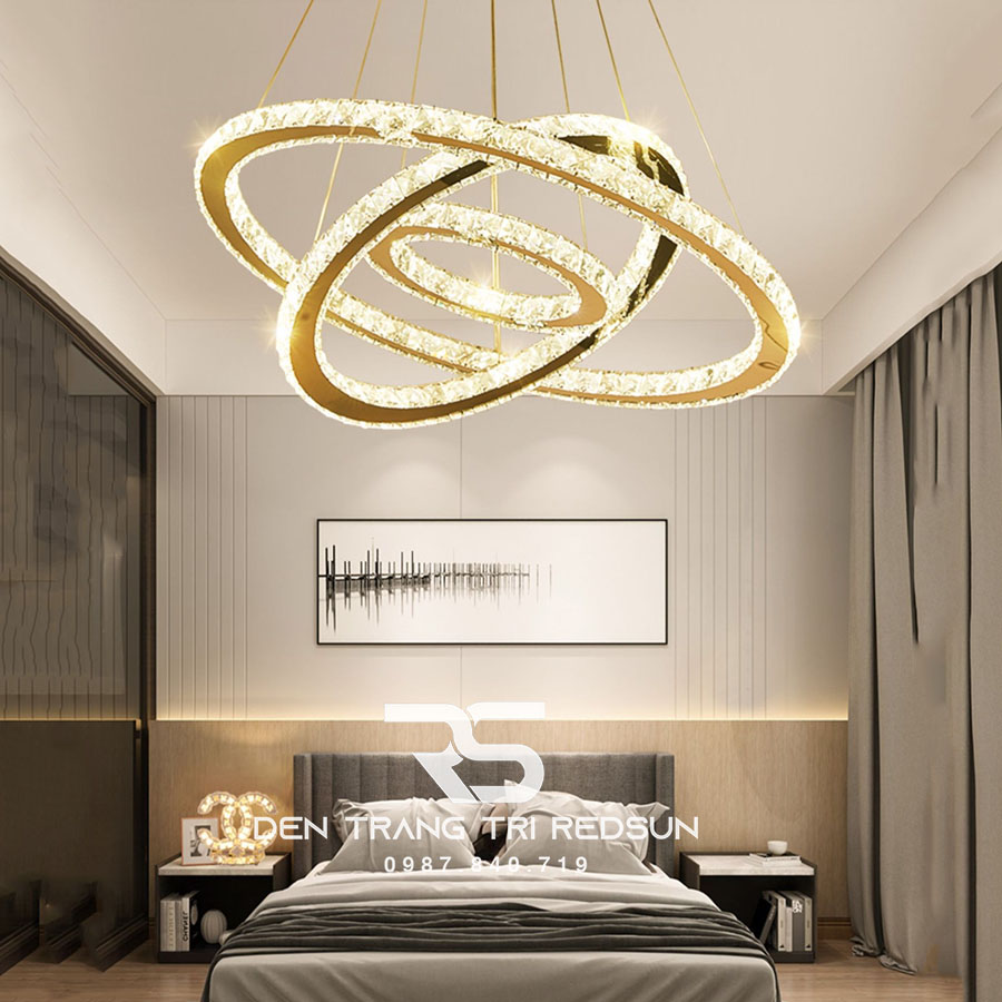 Đèn Chùm Pha Lê Hiện Đại Cao Cấp Lắp Thông Tầng Phòng Khách, Cầu Thang, Sảnh Khách Sạn TPLTD Bản 3cm