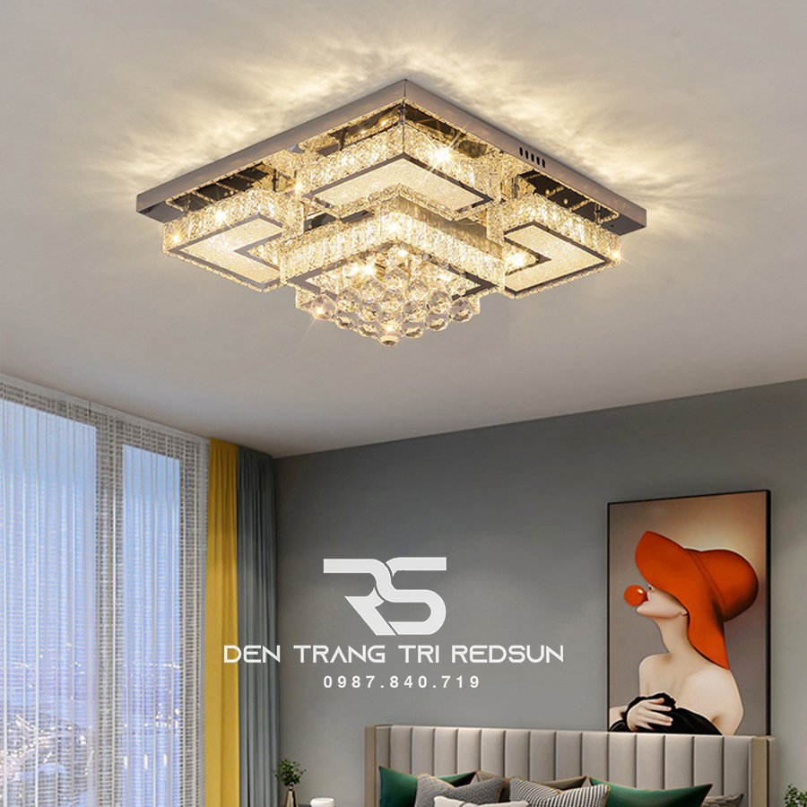 Đèn Mâm Mica Pha Lê Ốp Trần Phòng Khách Hiện Đại MKPL-056