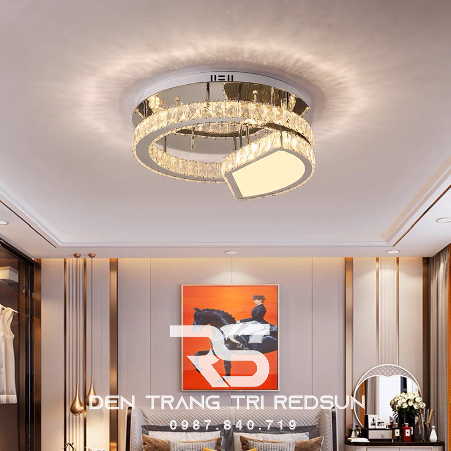 Đèn Mâm Mica Pha Lê Ốp Trần Phòng Khách Hiện Đại MKPL-053