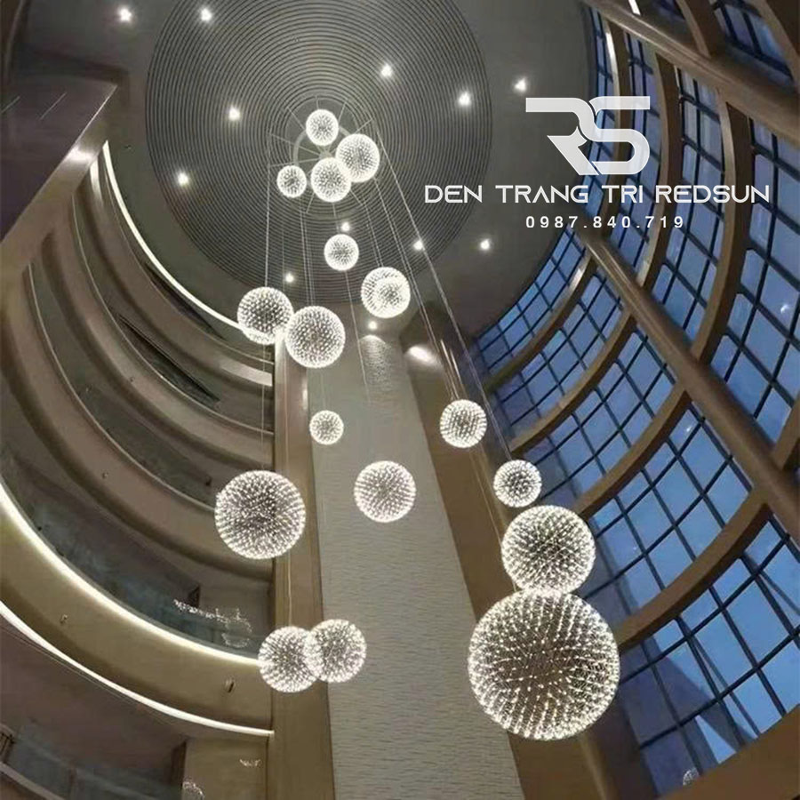 Đèn Thả Trần Lắp Thông Tầng, Phòng Khách, Khách Sạn, Nhà Hàng Phong Cách Bắc Âu Hiện Đại Cầu LED Sao  DC-T106