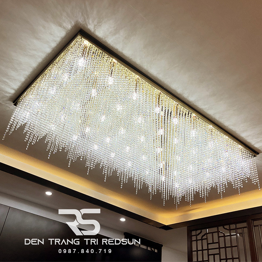 Đèn Mâm Pha Lê Ốp Trần Phòng Khách Hiện Đại MV9195