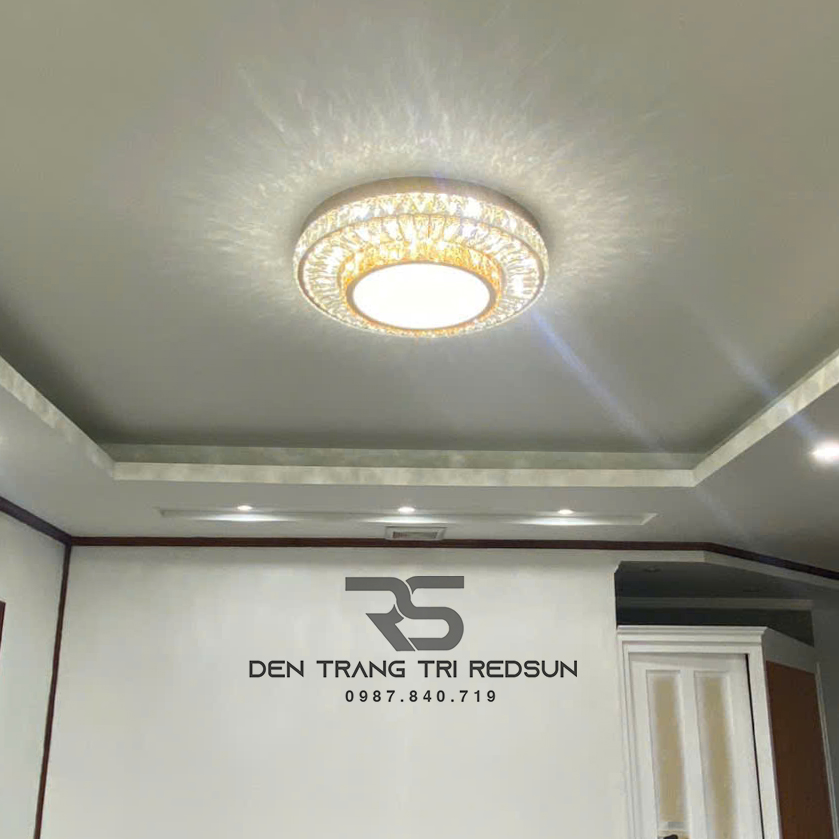 Đèn Mâm Mica Pha Lê Ốp Trần Phòng Khách Hiện Đại MKPL-094