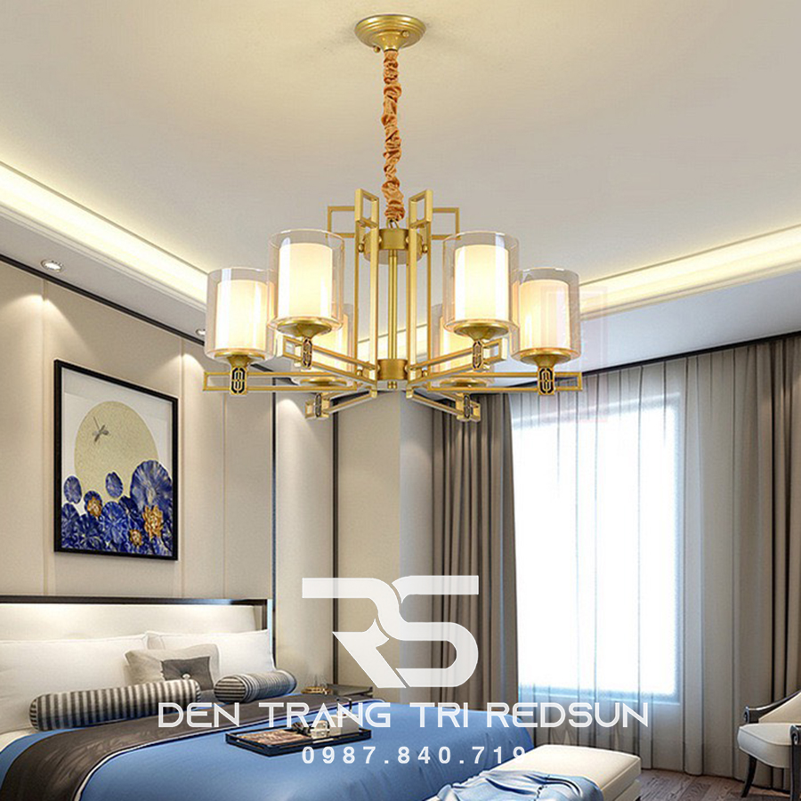 Đèn Chùm Phòng Khách Hiện Đại Phong Cách Indochine Choá Thuỷ Tinh IDC-002