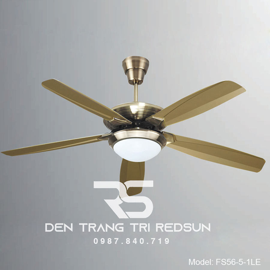 Quạt Trần Đèn Trang Trí Phòng Khách, Phòng Ngủ - FS56-5-1LE (HUNGKEE)
