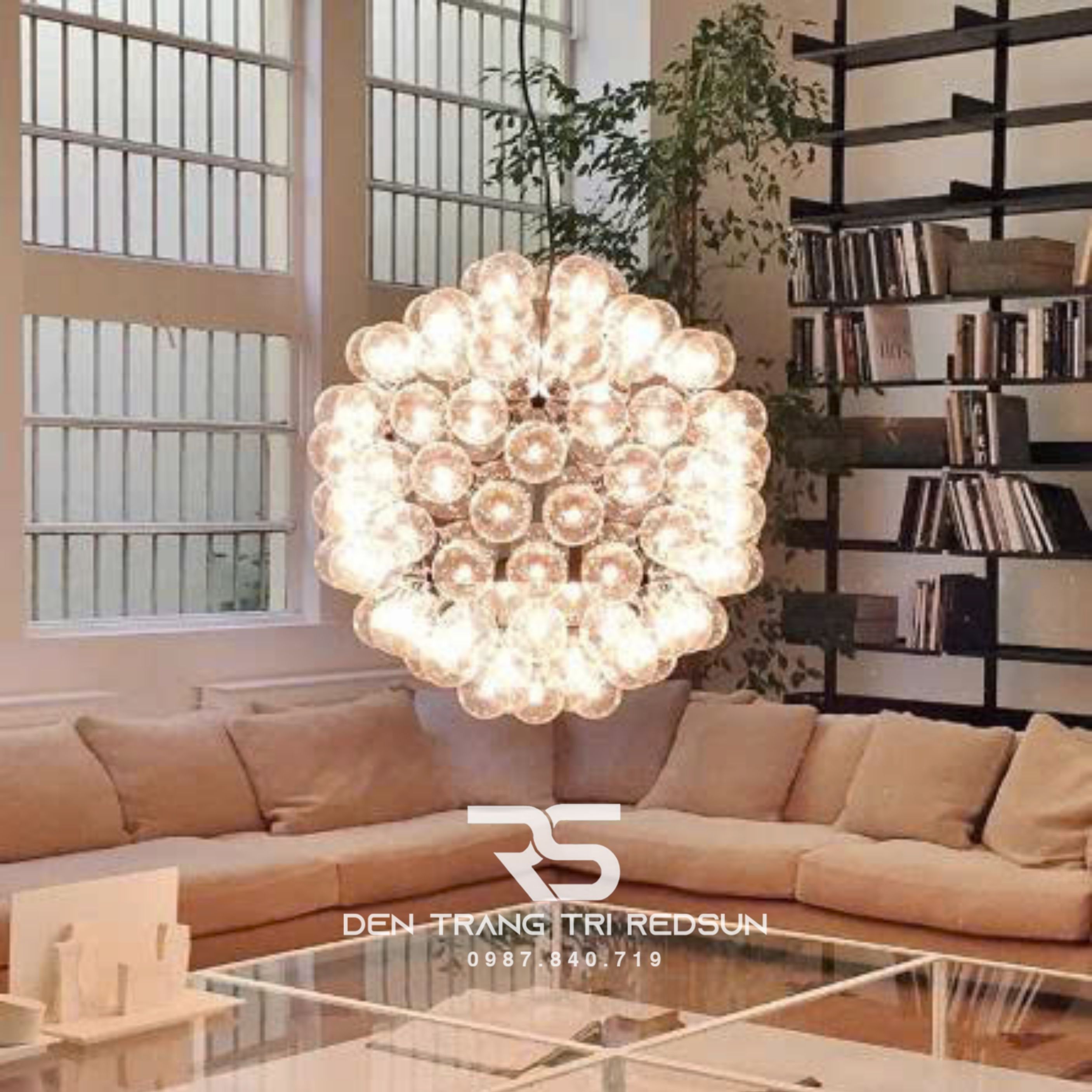 Đèn Chùm Phòng Khách Hiện Đại Bắc Âu Bong Bóng Chất Liệu Thuỷ Tinh DC-T113