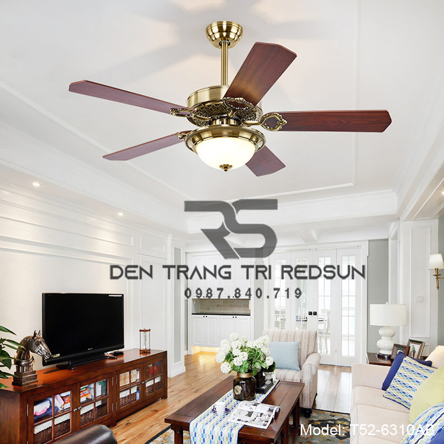 Quạt Trần Đèn Trang Trí Phòng Khách, Phòng Ngủ - T52-6310AB