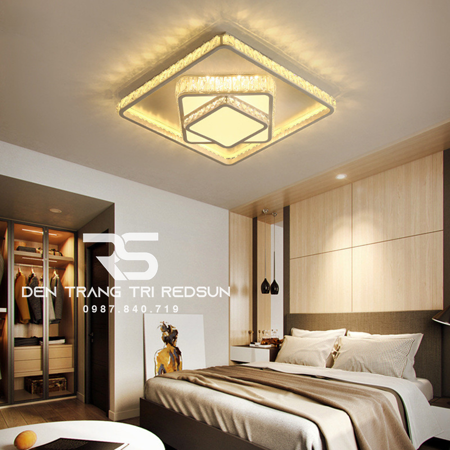 Đèn Mâm Mica Pha Lê Ốp Trần Phòng Khách Hiện Đại MKPL-091