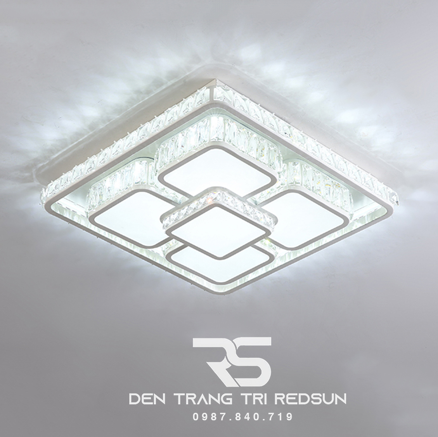 Đèn Mâm Mica Pha Lê Ốp Trần Phòng Khách Hiện Đại MKPL-089