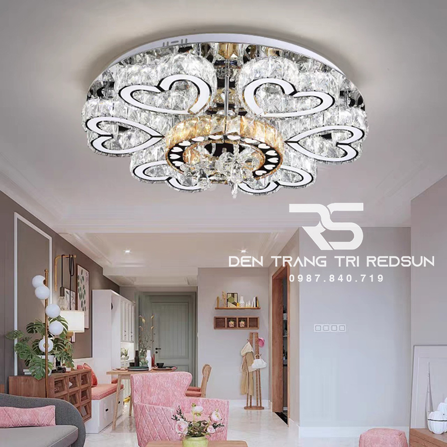 Đèn Mâm Pha Lê Ốp Trần Phòng Khách Hiện Đại M9242