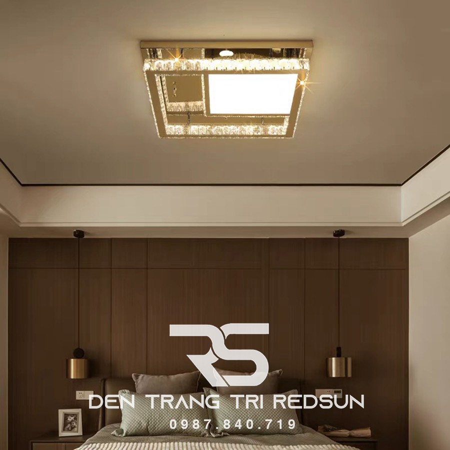 Đèn Mâm Mica Pha Lê Ốp Trần Phòng Khách Hiện Đại MKPL-038