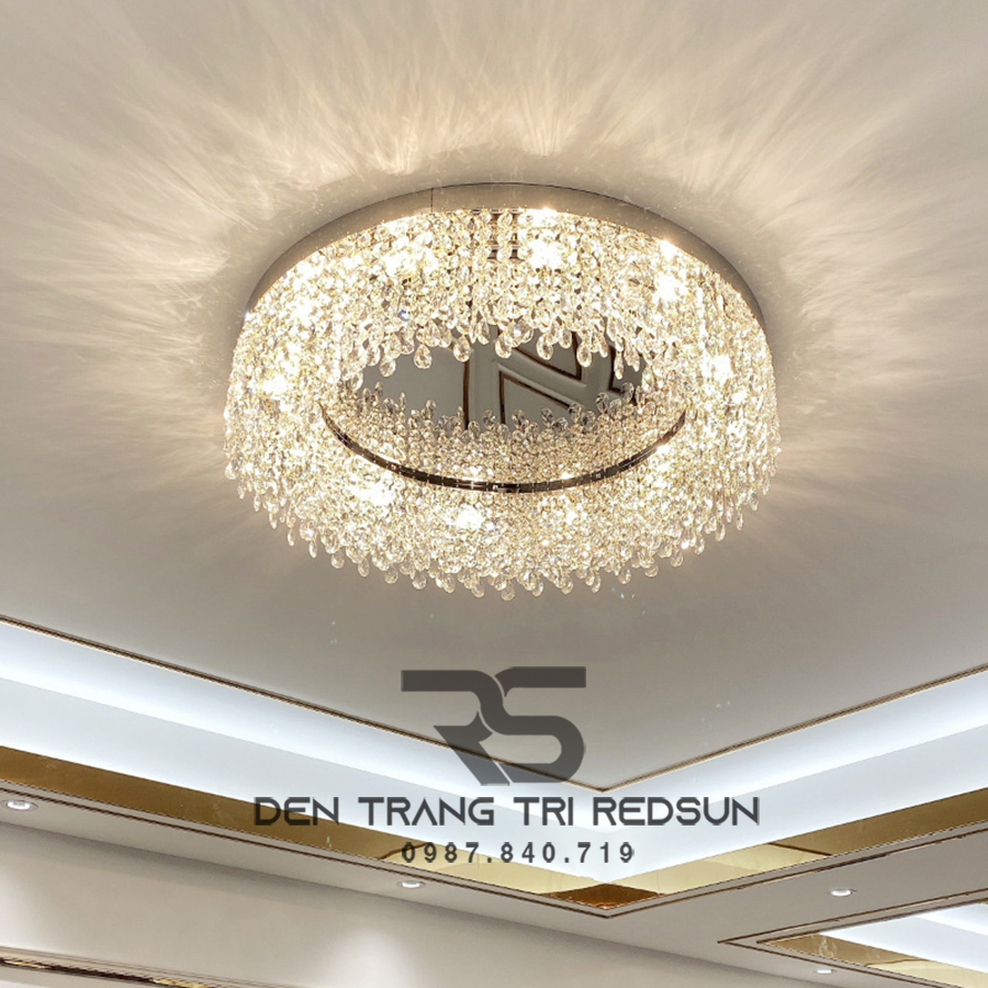 Đèn Mâm Pha Lê Ốp Trần Phòng Khách Hiện Đại M9191