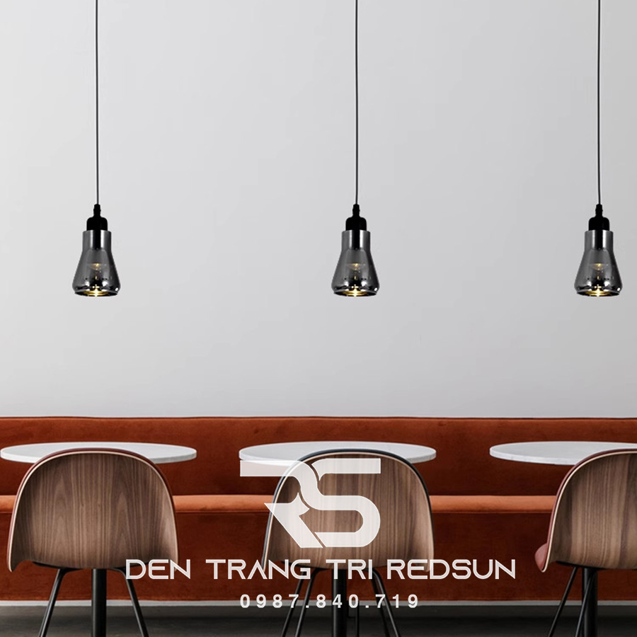 Đèn Thả Bàn Ăn Hiện Đại Bắc Âu Choá Thuỷ Tinh Đen Khói CDT-L017