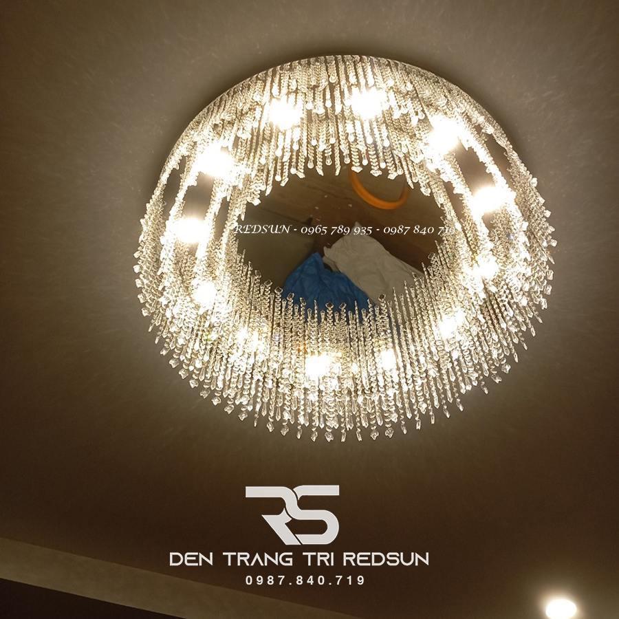 Đèn Mâm Pha Lê Ốp Trần Phòng Khách Hiện Đại M9191