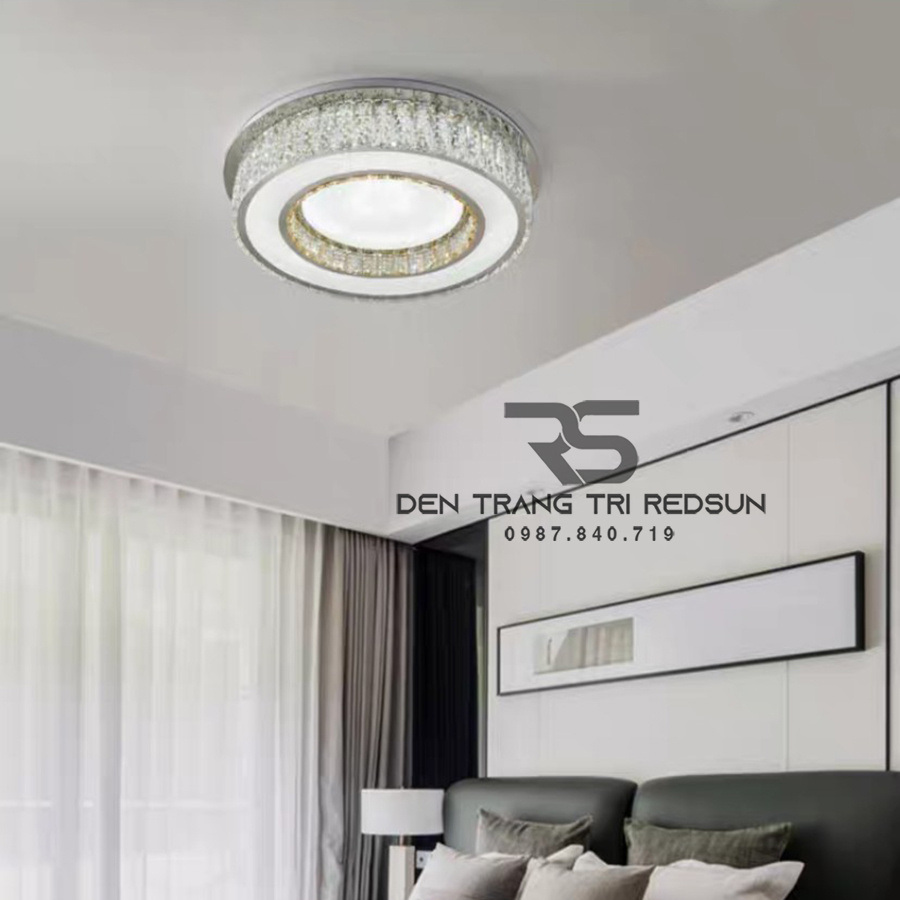 Đèn Mâm Mica Pha Lê Ốp Trần Phòng Khách Hiện Đại MKPL-066