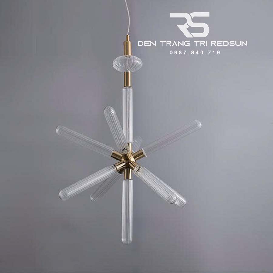 Đèn Chùm Trang Trí Phòng Khách, Phòng Ăn, Phòng Ngủ Ống Thủy Tinh Hình Sao DC-T105