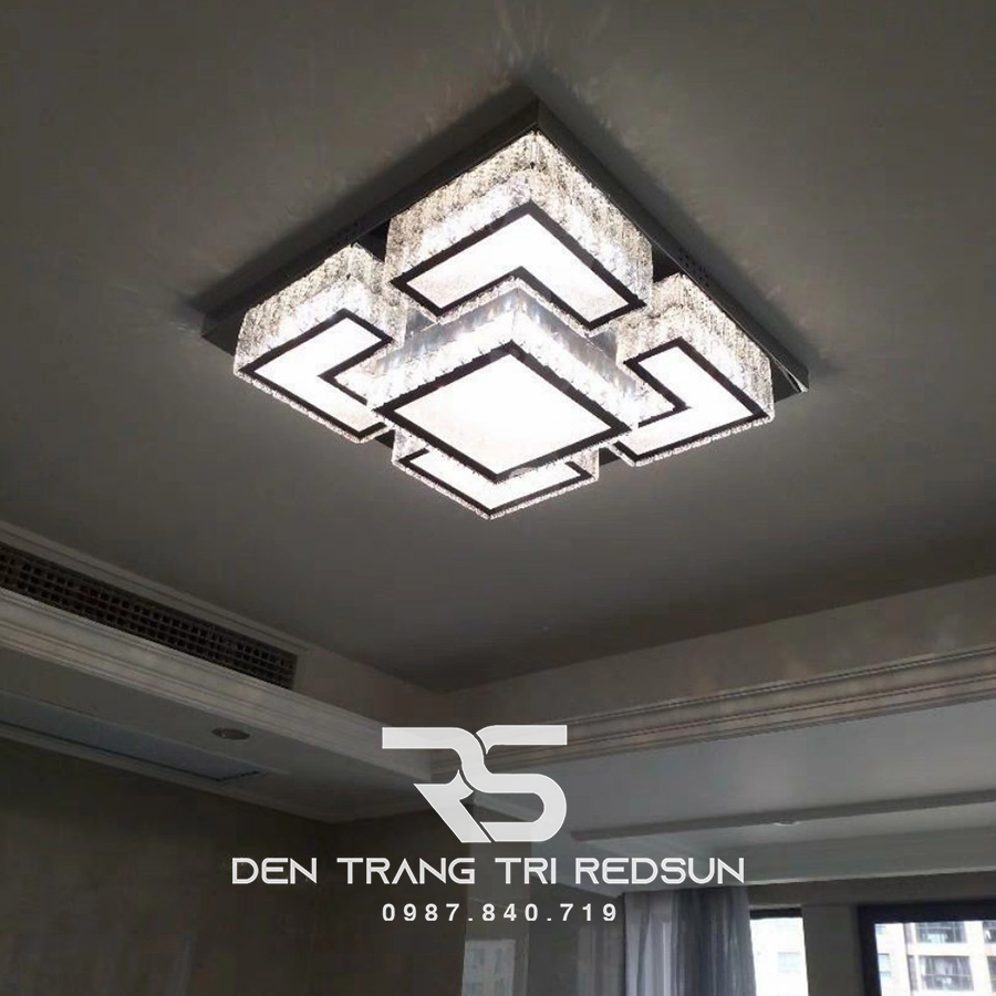 Đèn Mâm Mica Pha Lê Ốp Trần Phòng Khách Hiện Đại MKPL-055